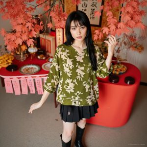 Atasan Blouse Wanita Oversize Rayon Motif Bunga