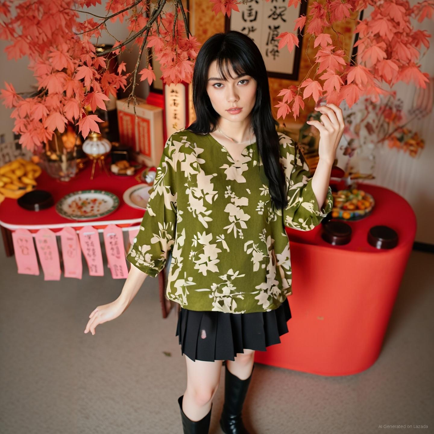 Atasan Blouse Wanita Oversize Rayon Motif Bunga